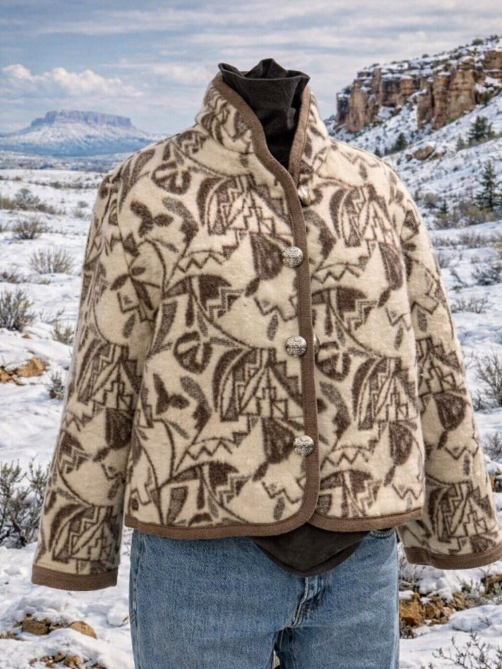 100% Wool Reversible Clouds and Clay Crop Coat • Legacy Collection